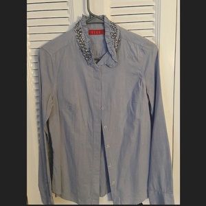 Blue jeweled blouse